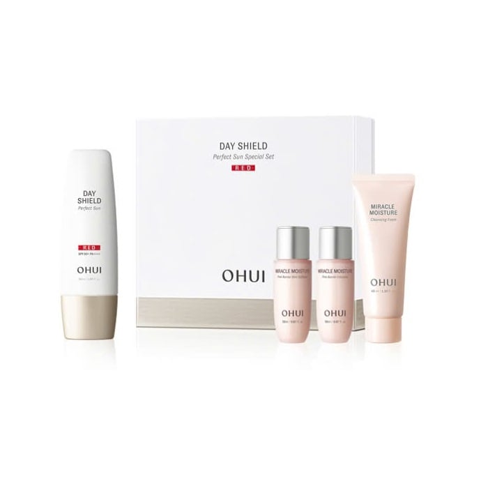 red Set kem chống nắng cho da mẫn cảm Ohui Day Shield Perfect Sun Red